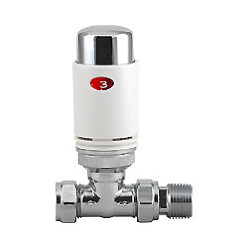 White Straight Thermostatic Radiator Valve